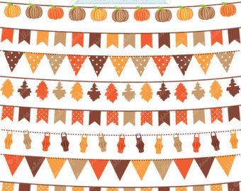     Clipart   Commercial Use Ok   Autumn Bunting   Autumn Garland Clipart