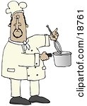 Clipart Illustration Of A Mexican Male Chef Stirring Food In A Pot
