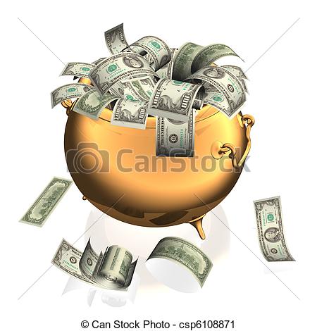 Clipart Of Money Pot   Golden Pot Empty Over White Environment