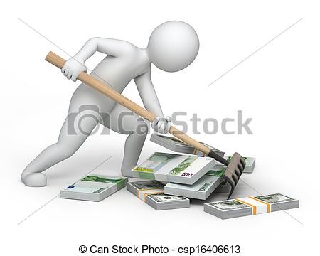 Clipart Of Raker And Money   Raker 3d Human And Pot Of Money