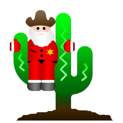 Cowboy Santa On A Saguaro Cactus Clip Art