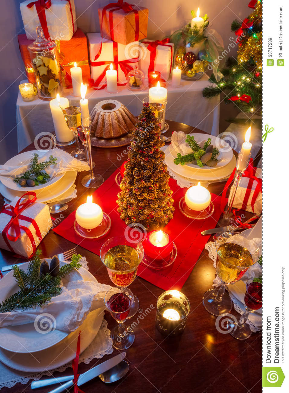 Dinning Room At Christmas Eve Royalty Free Stock Photos   Image    