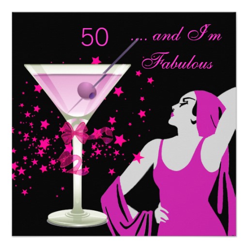Fabulous 50 50th Birthday Party Diva Pink Black 5 25 Square