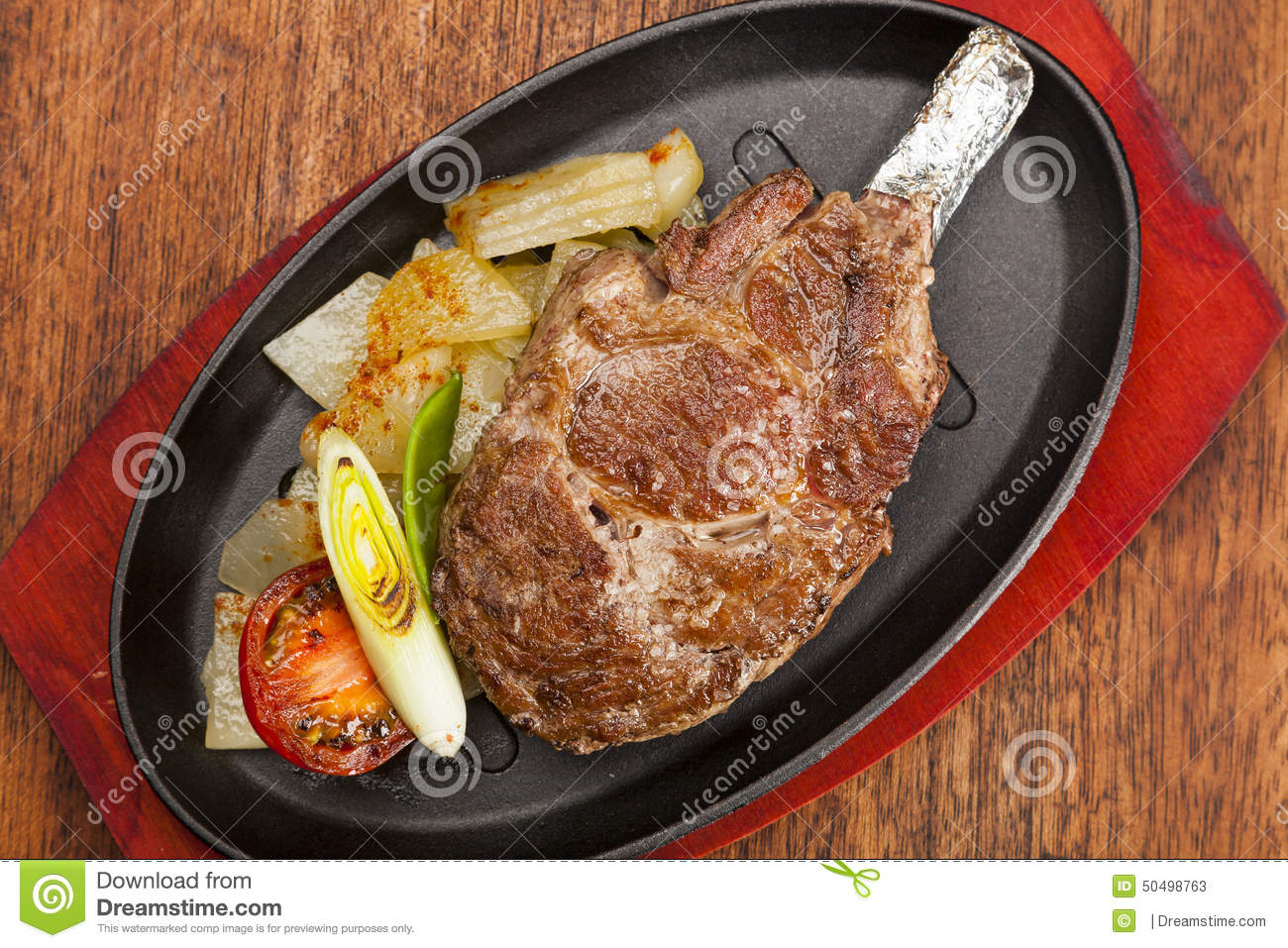 Grilled Beef Steak Chulet N With Potatoes Stock Photo   Image