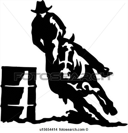 Horse Animal Barrel Barrelling Cowboy Illustrated Panels Racer