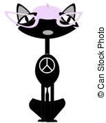 Kool Diva Cat Sitting Elegantly With A Peace Sign On Her His