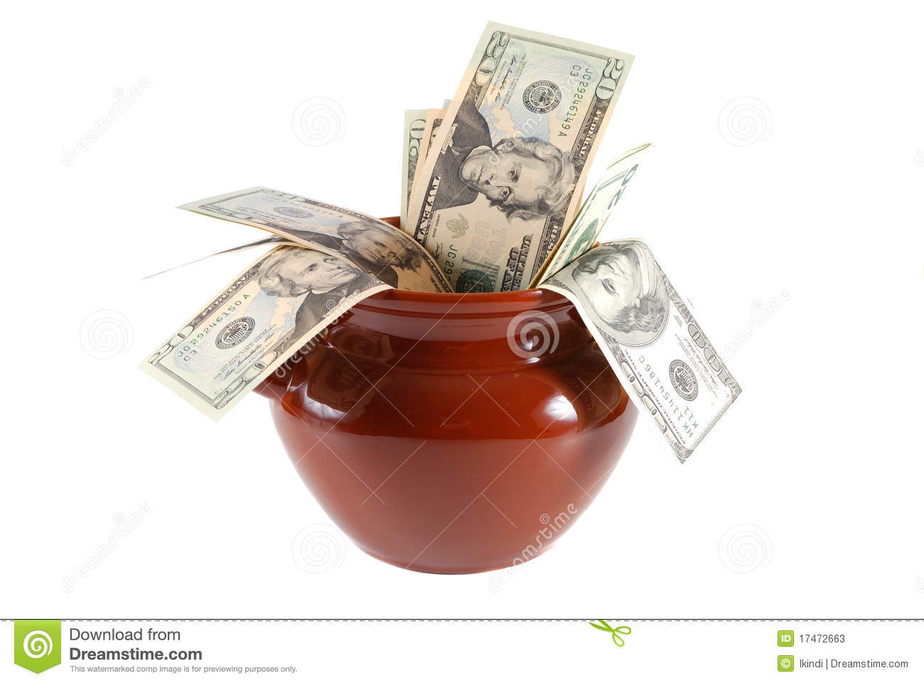 Money In A Pot Stock Photos   Image  17472663