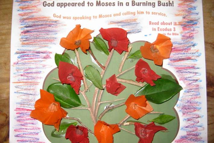 Moses Burning Bush Craft Paint And Tissue Paper Bush