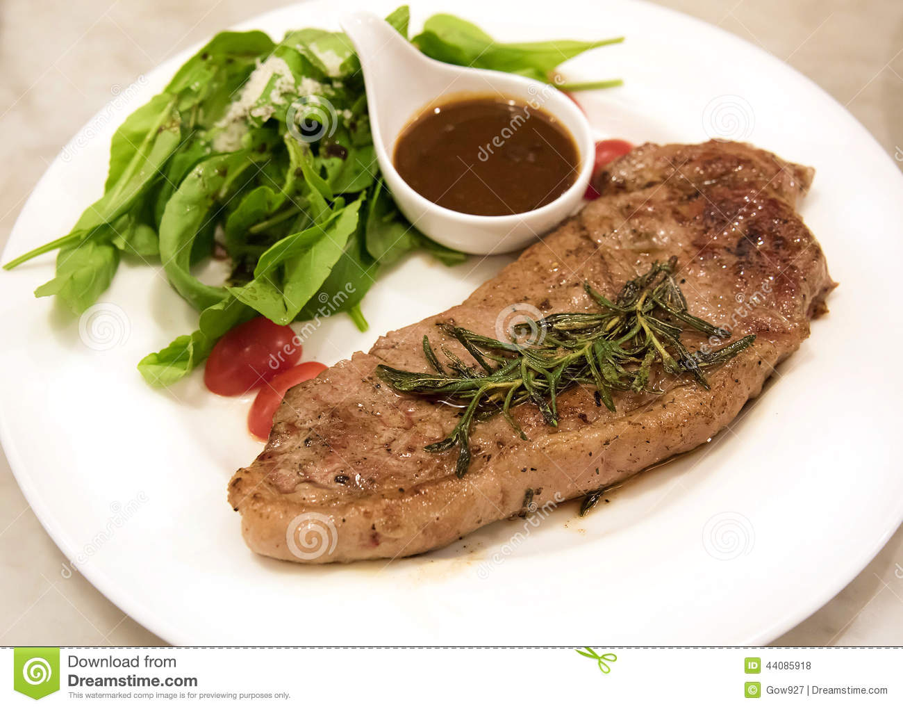 Premium Ribeye Steak On A Well Decorated Dish Stock Photo   Image