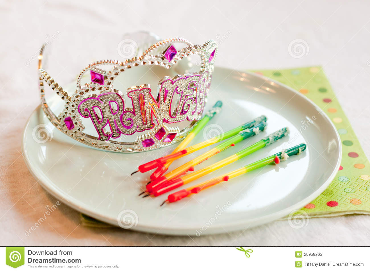 Princess Party Tiara And Birthday Candles Royalty Free Stock Photo    