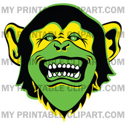 Rf  Clipart Illustration Of An Evil Green Monkey Face With Sharp Teeth