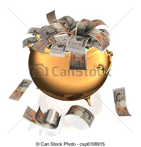 Stock Illustrations Of Money Pot   Golden Pot Empty Over White