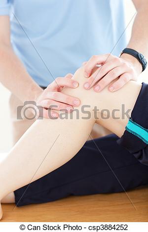 Stock Photo Of Close Up Of A Physical Therapist Giving A Knee Massage