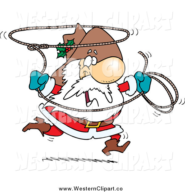 Vector Clip Art Of A Cowboy Santa Swinging A Lasso By Ron Leishman