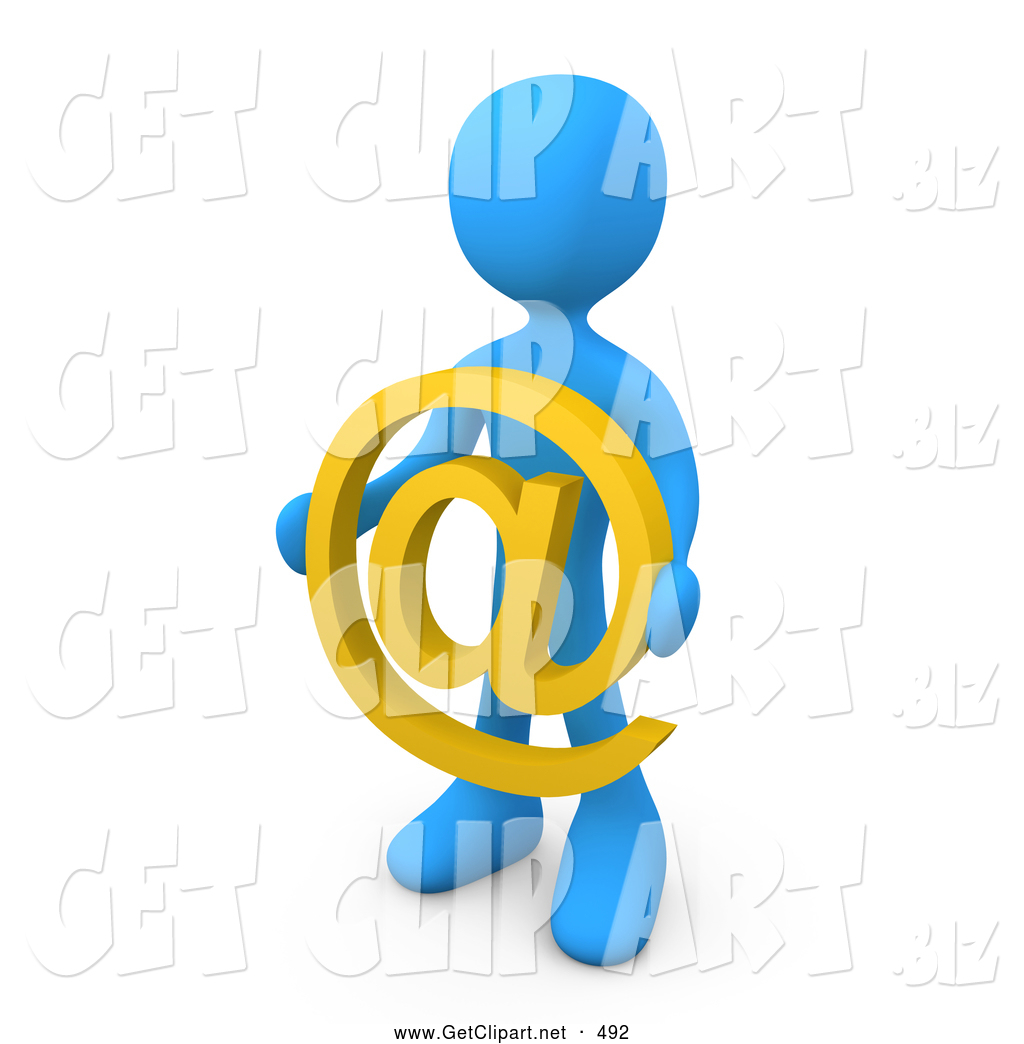 3d Clip Art Of A Smart And Informed Blue Person Holding A Yellow At    