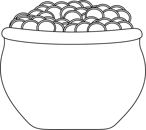 Black And White Pot Of Gold Clip Art   Black And White Pot Of Gold