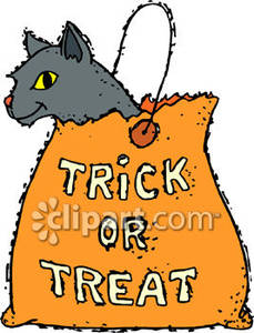 Black Cat Inside A Trick Or Treat Bag Royalty Free Clipart Picture