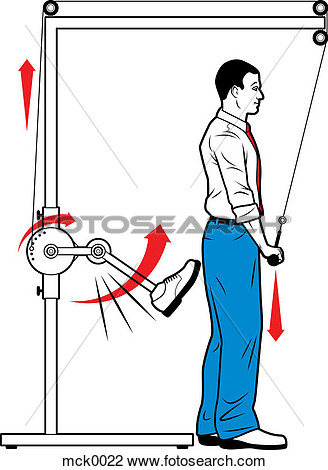 Clip Art   A Man With A Pulley System That Is Kicking Him  Fotosearch
