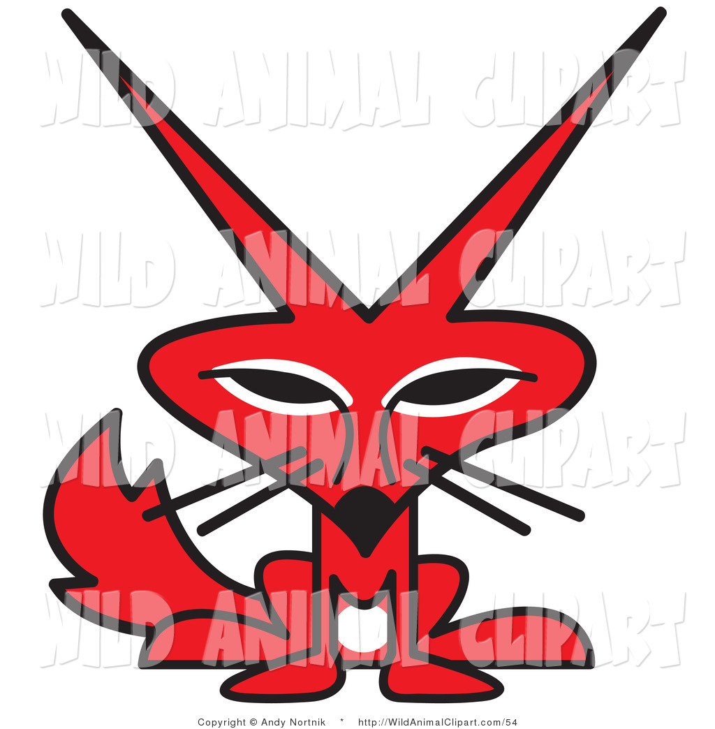 Clip Art Of A Cute Red Fox With A White Belly And Big Pointy Ears By