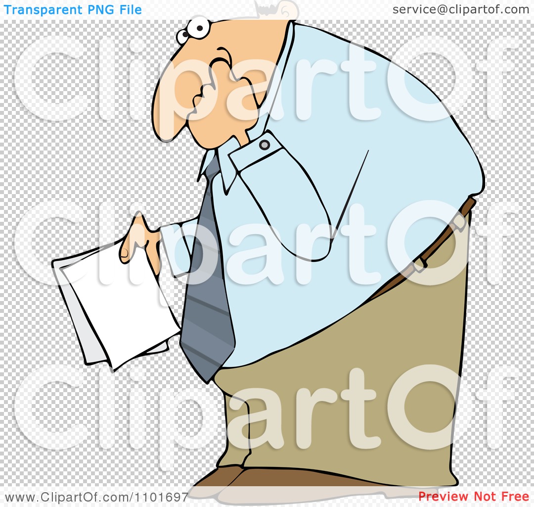 Clipart Businessman Holding Documents And Picking His Nose   Royalty