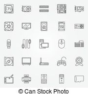 Computer Components Icons Set Vector Clip Art