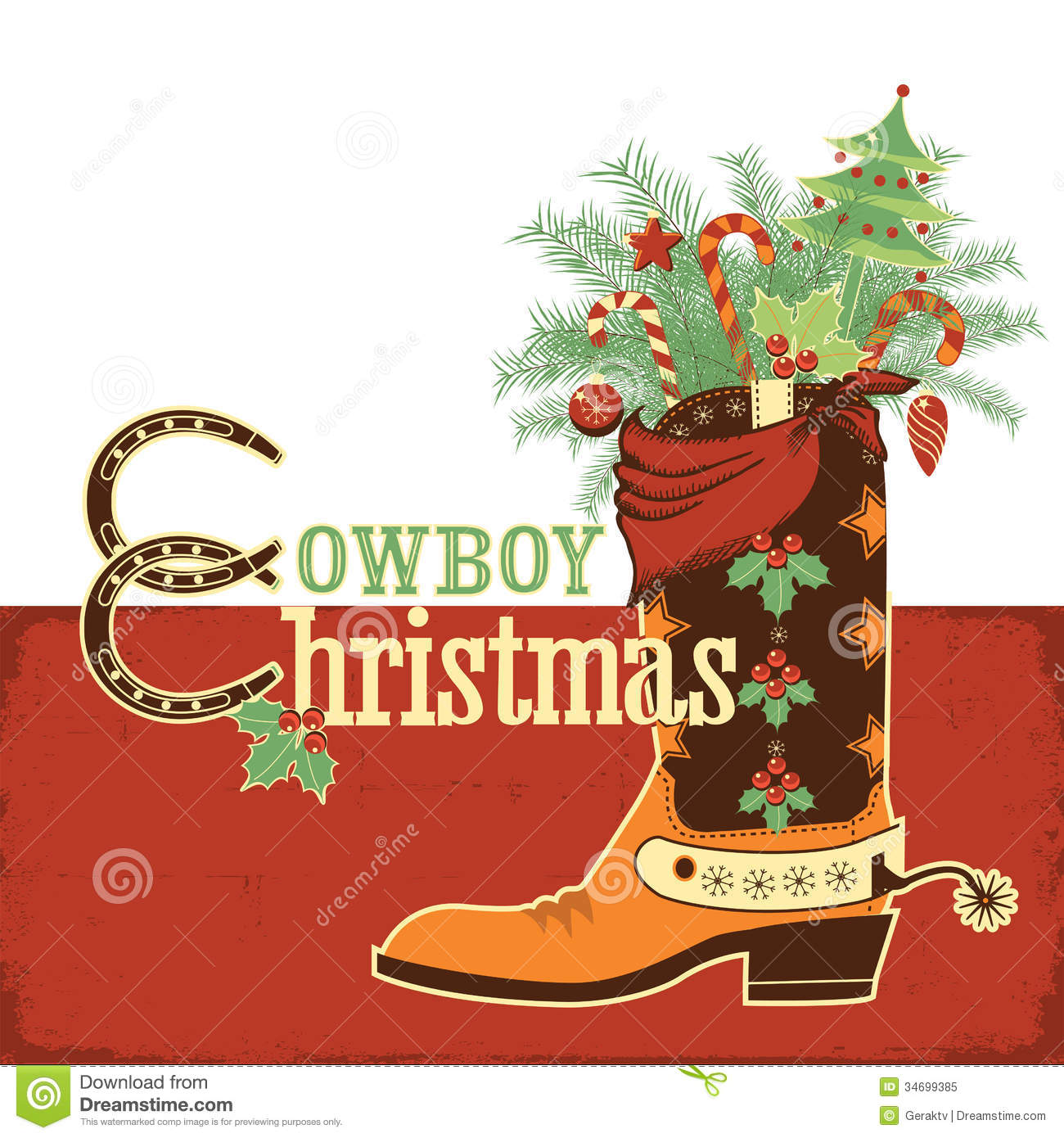 Cowboy Christmas Clipart Cowboy Christmas Boot Royalty