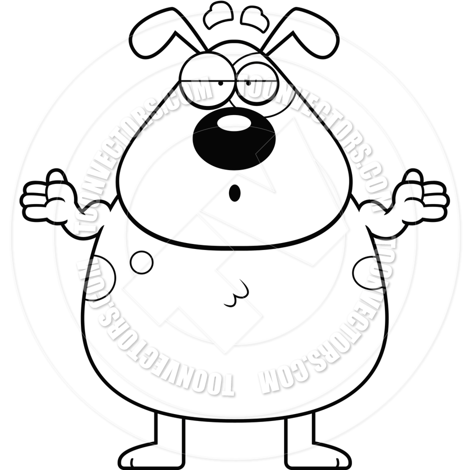 Dog Confused  Black And White Line Art  By Cory Thoman   Toon Vectors