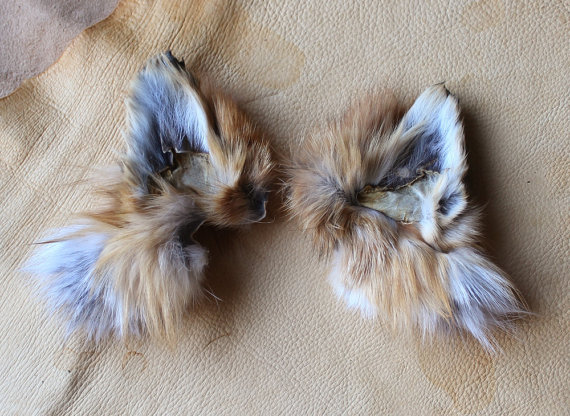 Fox Ears Headdress   Real Eco Friendly Clip On Red Fox Fur Ears