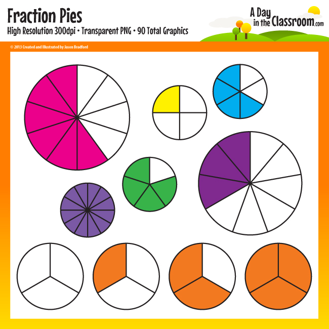 Fraction Pies Clip Art Graphics