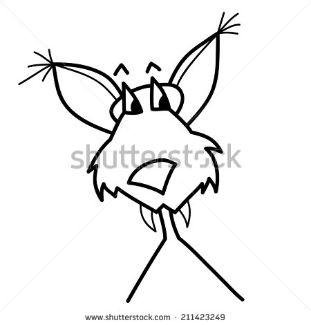 Head Of Funny Cartoon Teethed Fox With Big Ears Sketch Illustration
