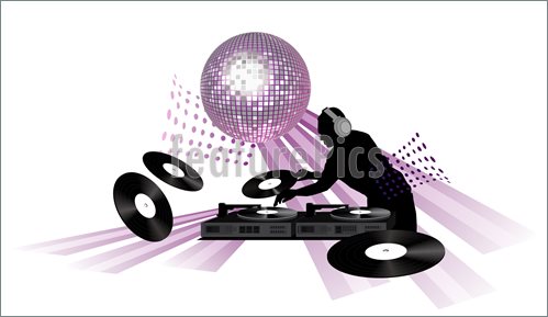 Illustration Of Clip Art With Dj Records Turntable And Shining Disco
