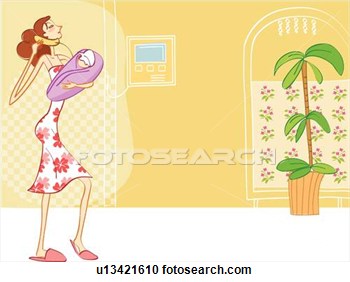 Mom With Baby Talking On The Phone  Fotosearch   Search Clipart