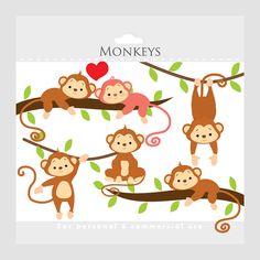 Monkey Clipart Whimsical Monkeys Clip Art By Winchesterlambourne  3    