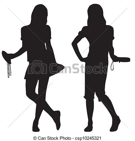Of Silhouettes Of Teen   Teen Fashion Csp10245321   Search Clipart    