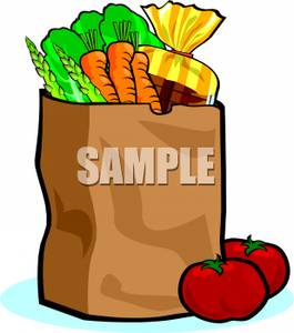 Shopping Bag With Vegetables And Bread   Royalty Free Clipart Picture