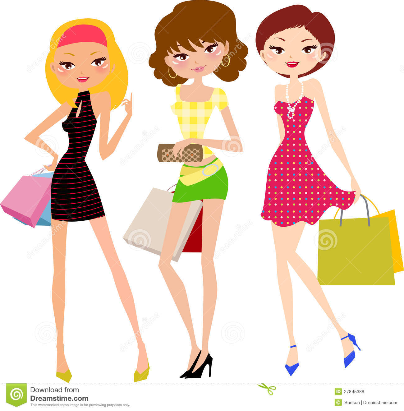 Three Pretty Girls With Shopping Bag Royalty Free Stock Photos   Image    