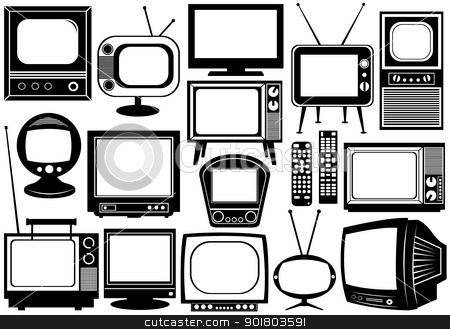 Tv Set Collage Stock Vector Clipart Tv Set Collage Isolated On White