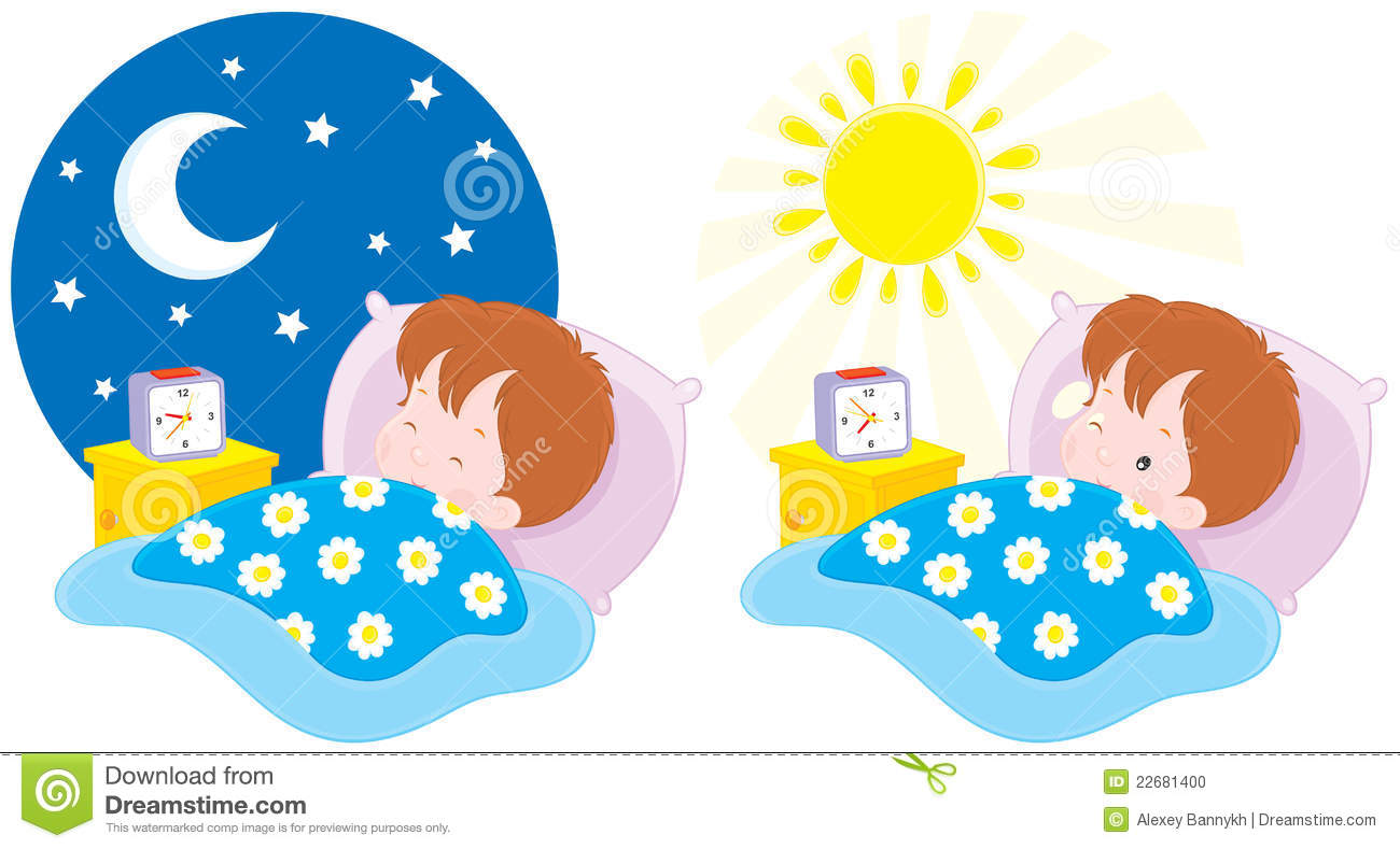 Vector Clip Art Illustrations Of A Little Boy Lying In A Bed And