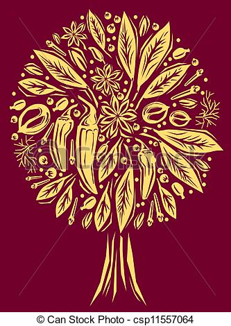 Vector   Illustration With A Spice Of Tree Shape   Stock Illustration