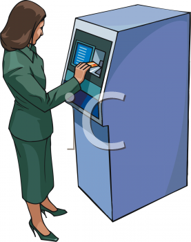 0702 1338 Woman Getting Money From An Atm Clip Art Clipart Image Jpg