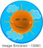 13361 Smiling Sun In A Summer Sky Clipart By Djart Sky Clip Art