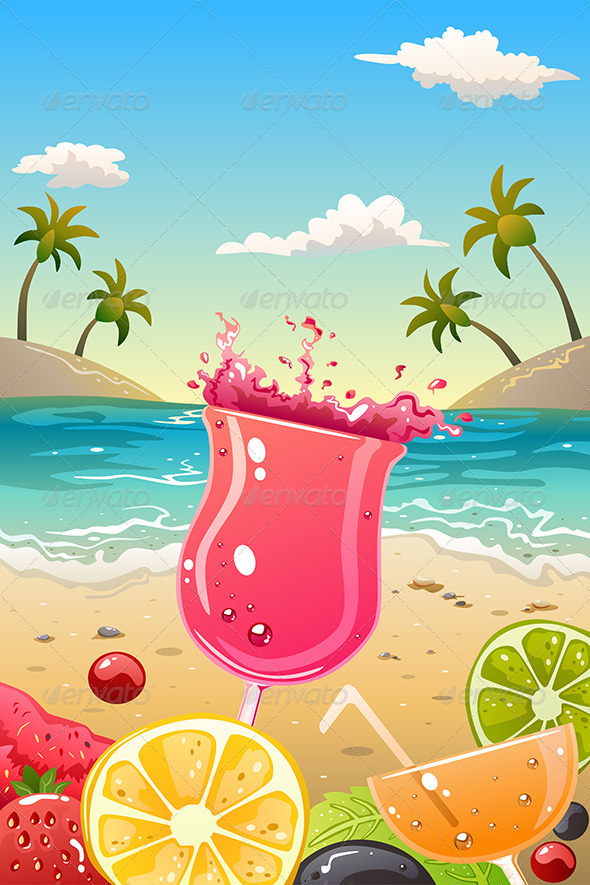 Advertising Background Beach Cartoon Clip Art Clipart Cocktail
