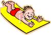 Boy Playing On Waterslide   Royalty Free Clipart Picture