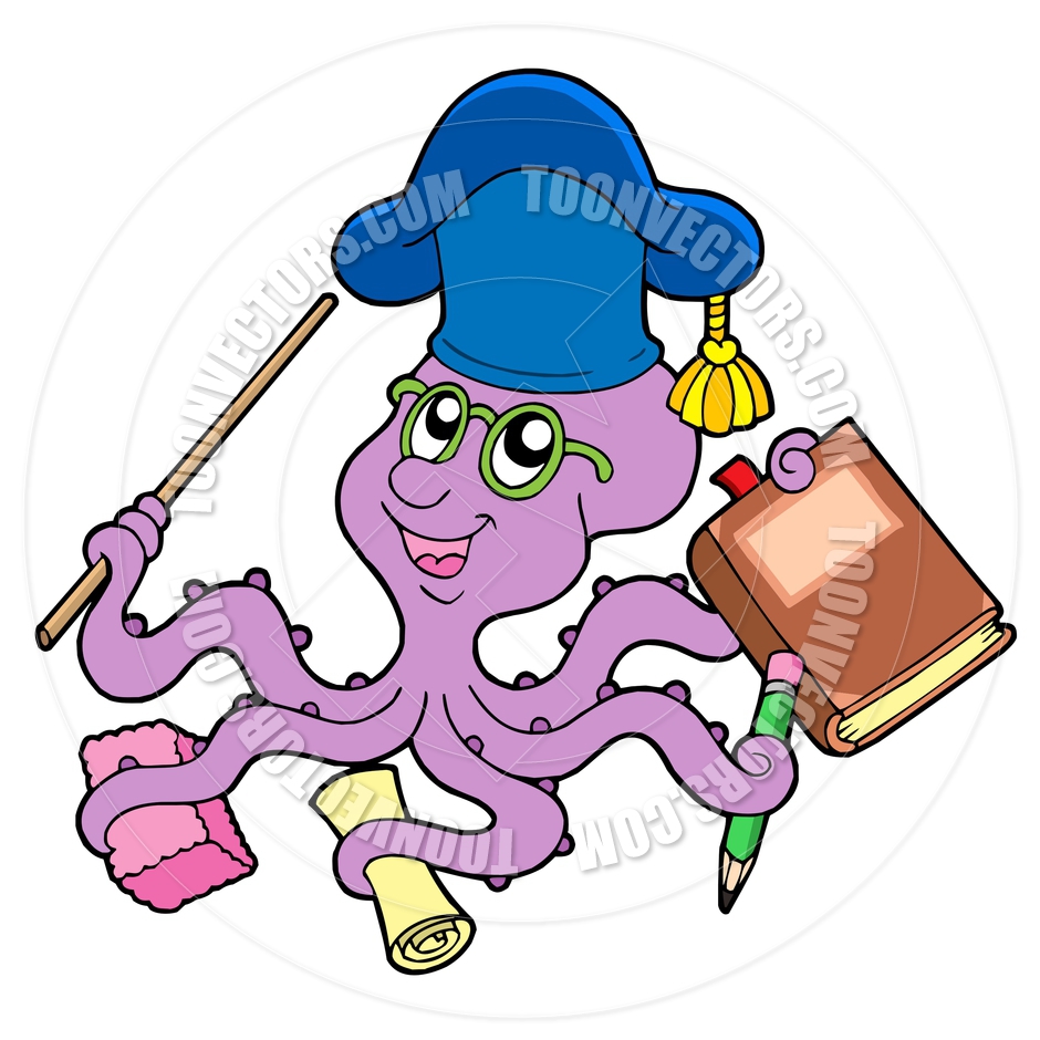 Cartoon Octopus Teacher By Clairev   Toon Vectors Eps  42724