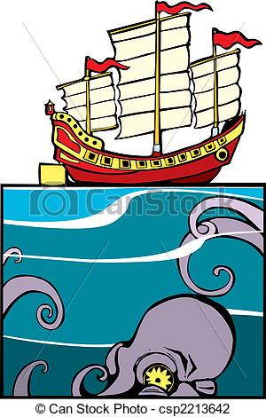 Chinese Junk On The Surface And    Csp2213642   Search Clipart