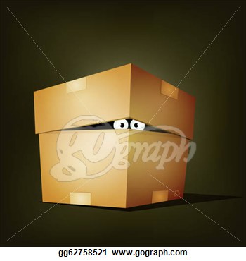 Clip Art   Creature Inside Birthday Cardboard Box  Stock Illustration
