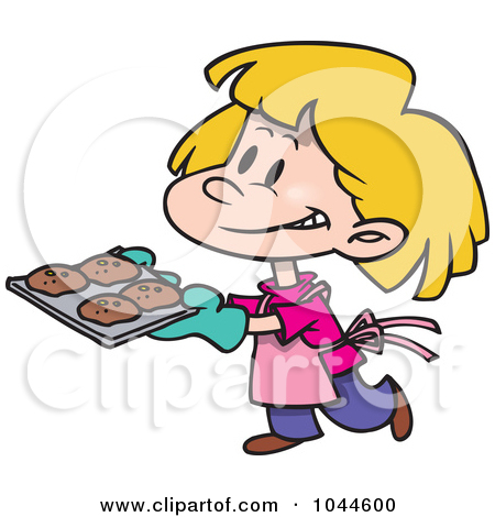 Clip Art Illustration Of A Cartoon Girl Baking Cookies By Ron Leishman