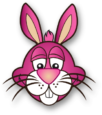 Clip Art Of A Bright Purple Bunny Face With Long Rabbit Ears And Buck