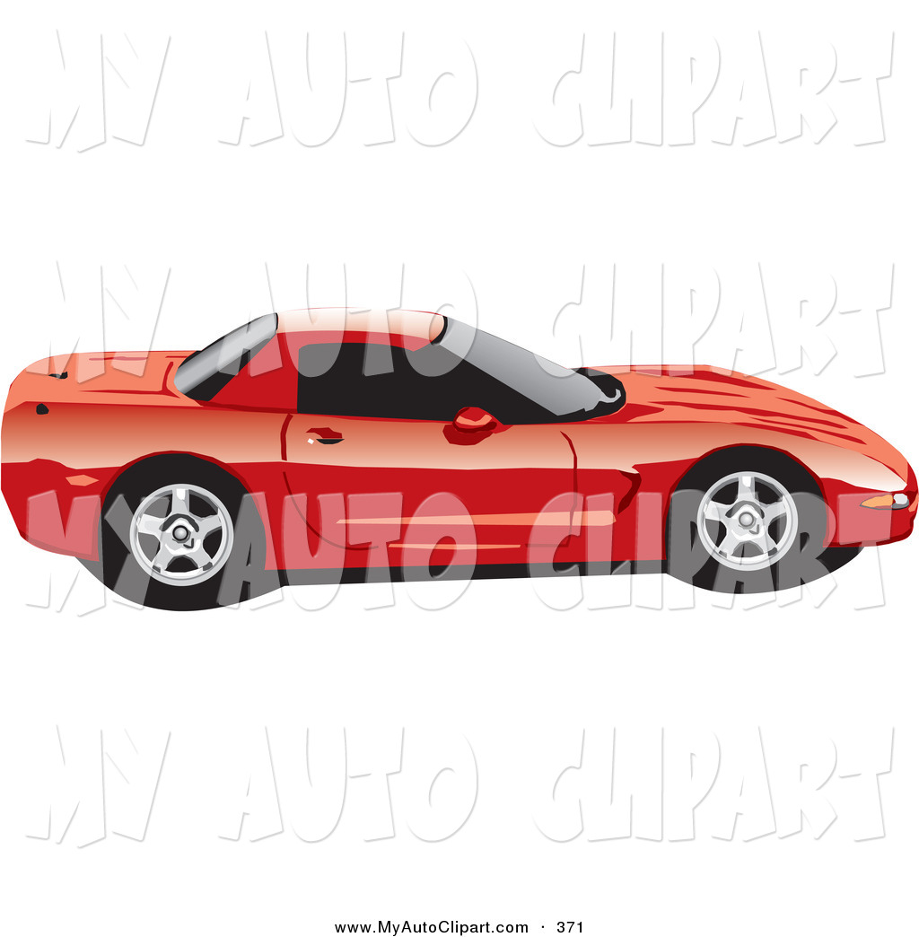Clip Art Of A Fast Red Chevy Corvette Sports Car In Profile With    