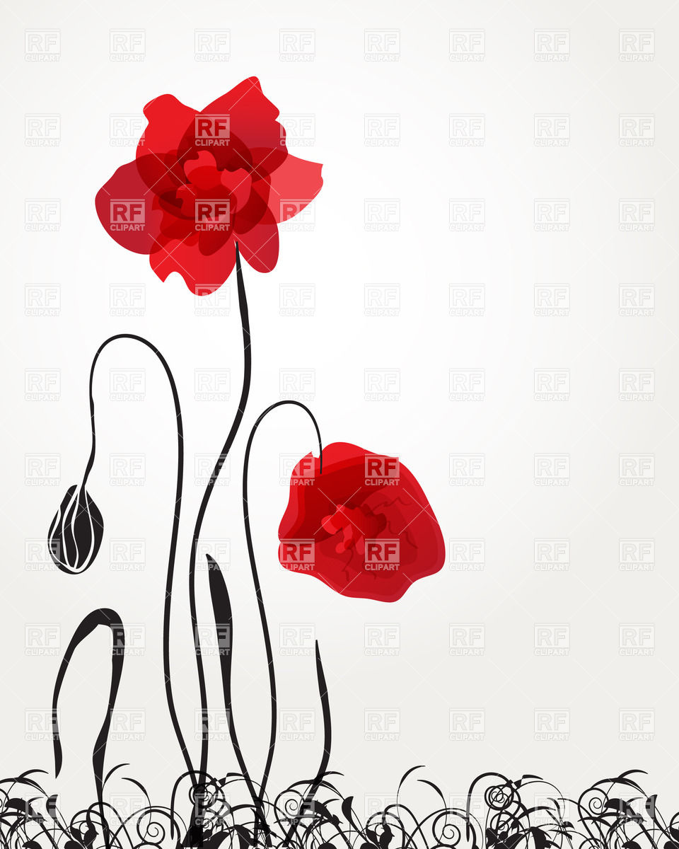 Clipart Catalog   Borders And Frames   Two Poppies Download Royalty    